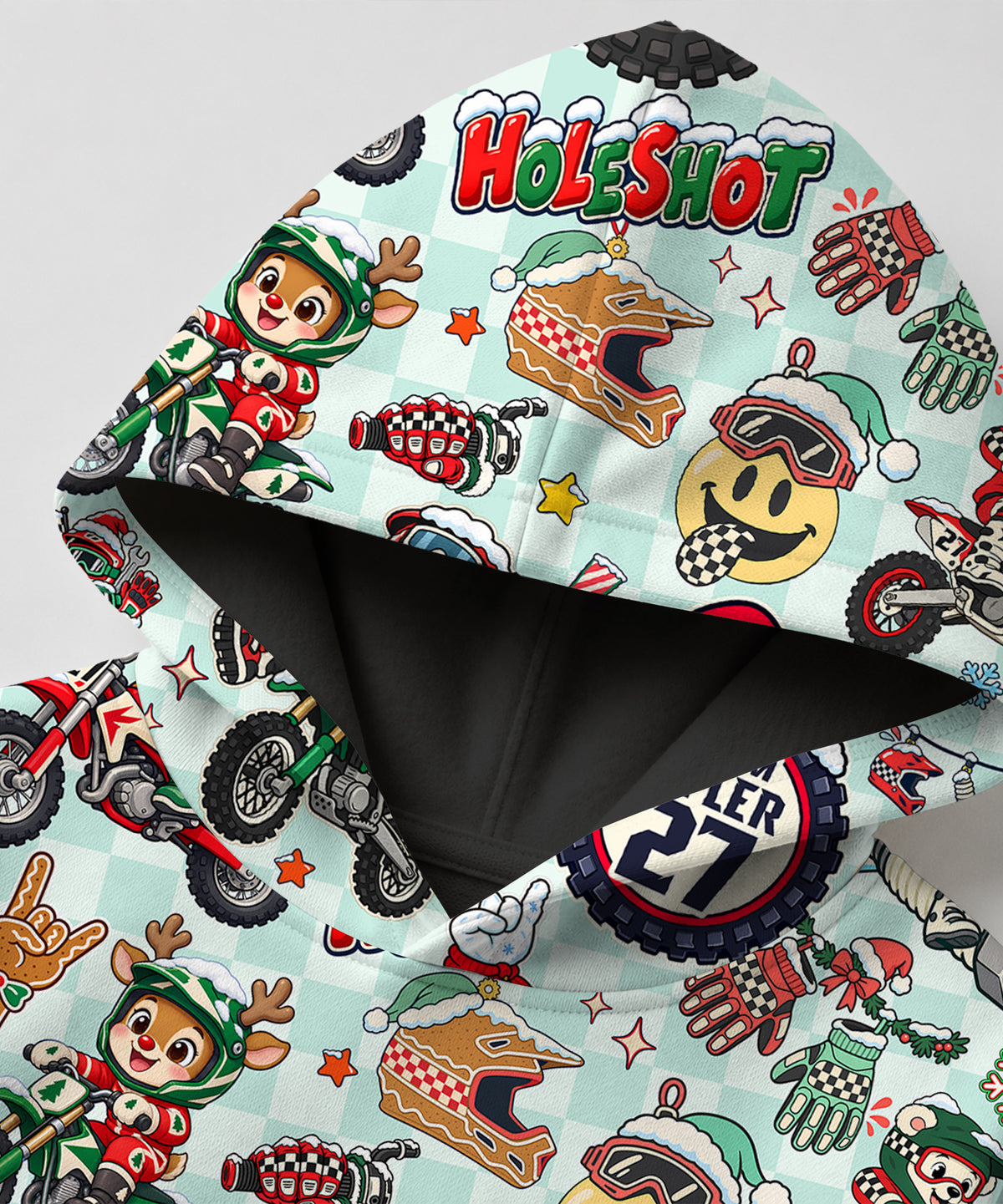 Personalized Vintage Dirt Bike Christmas Hoodie
