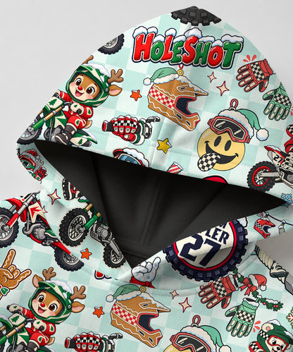 Personalized Vintage Dirt Bike Christmas Hoodie
