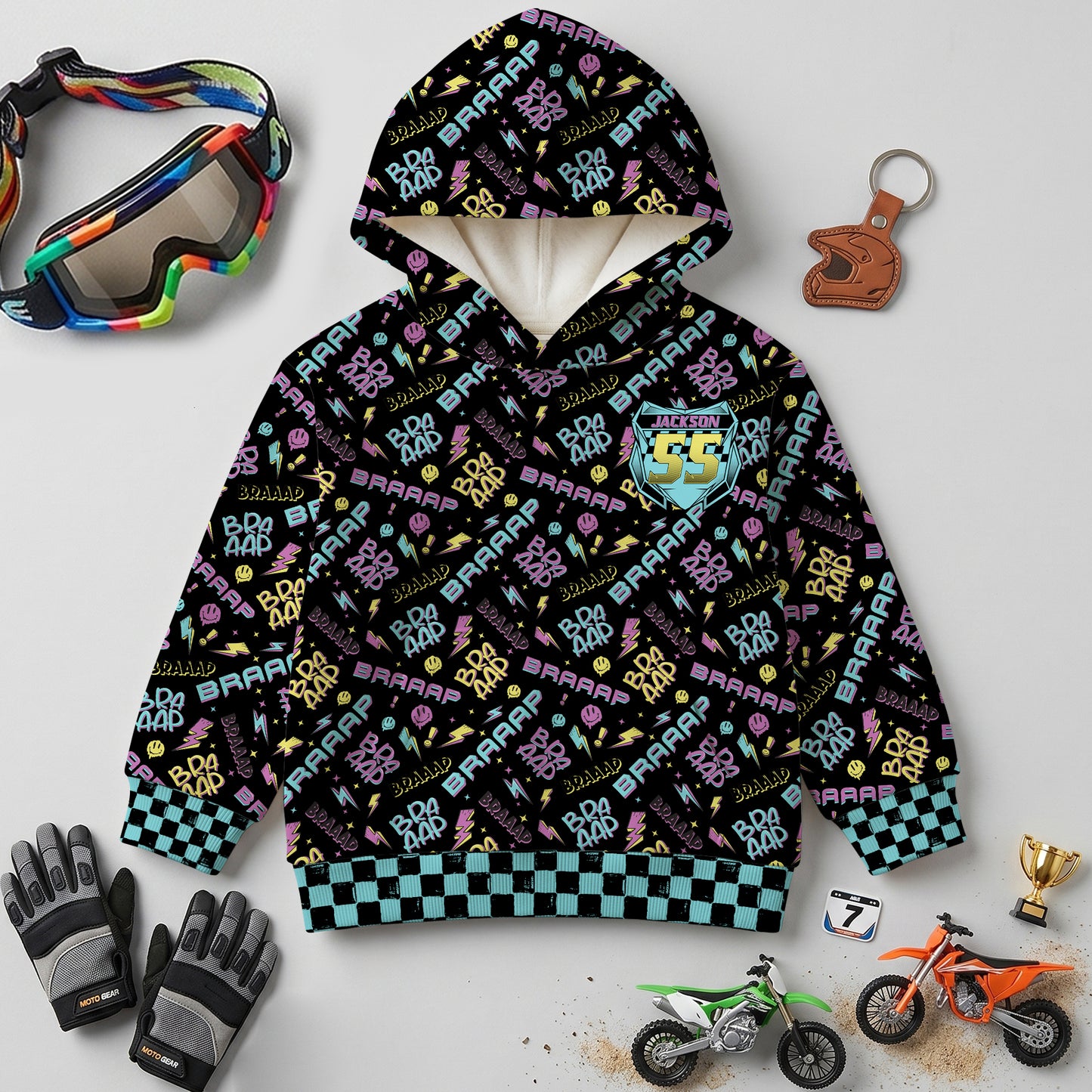 Kids Braaap Dirt Bike Hoodie – Personalized