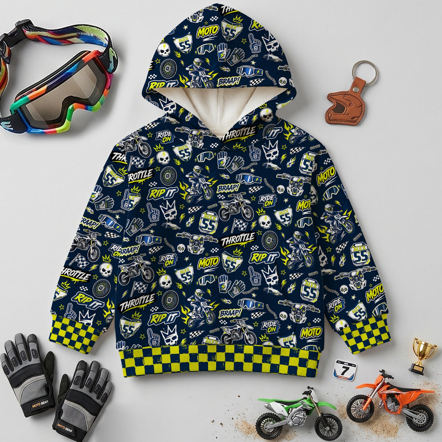 Kids Husqvarna Motocross Cotton Hoodie Personalized