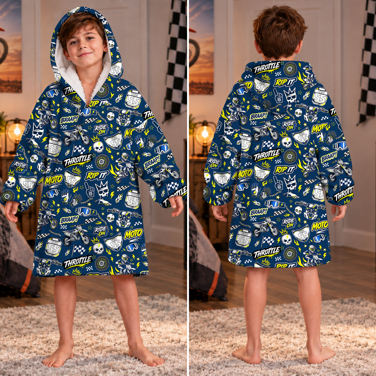 Husqvarna Dirt Bike Kids Snug Hoodie-Fleece