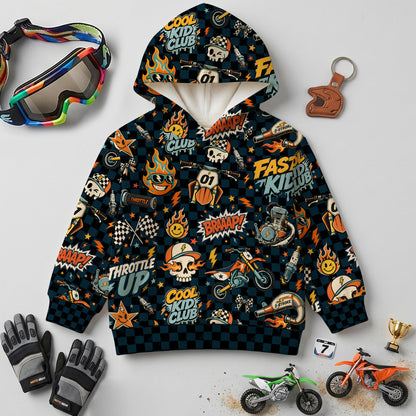Kids 2-Stroke Vintage Dirt Bike Cotton Hoodie Personalized