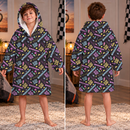 Braaap Neon Graphic Dirt Bike Kids Snug Hoodie-Fleece