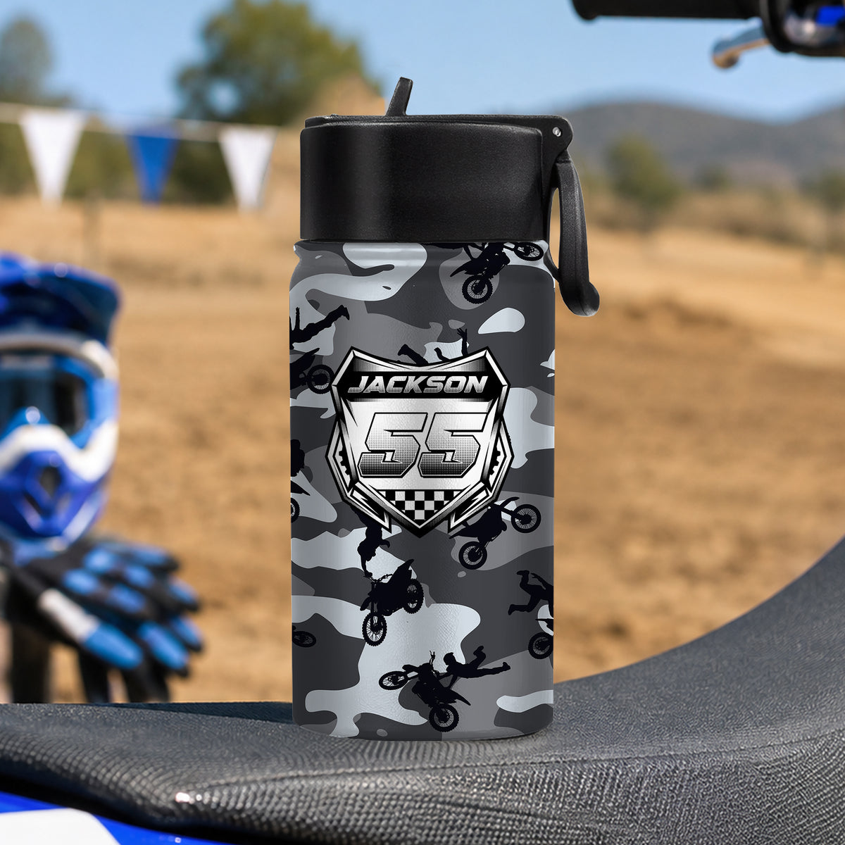 Camo Dirtbike Color - Personalized Bottle