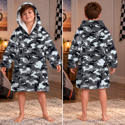 Camo Dirt Bike Kids Snug Hoodie-Fleece