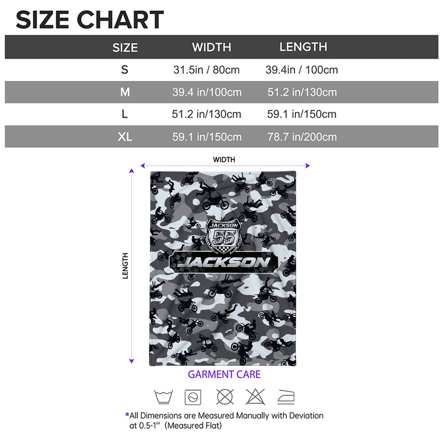 Personalized Camo Graphic Motocross Blanket for Kids, Custom Name & Race Number Dirt Bike Blanket, Motocross Racing Gift for Boys