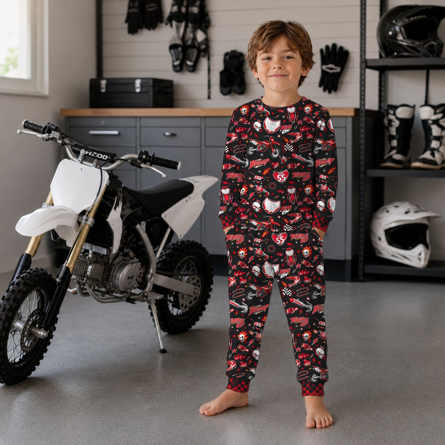 Personalized Gasgas Dirt Bike Pajamas – Custom Name Kids Motocross Pajama Set