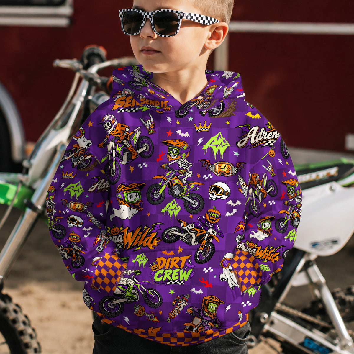 Halloween Dirt Bike Kids Hoodie