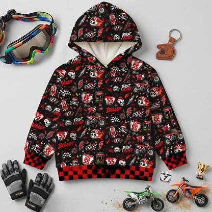 Kids Honda Red Motocross Cotton Hoodie Personalized