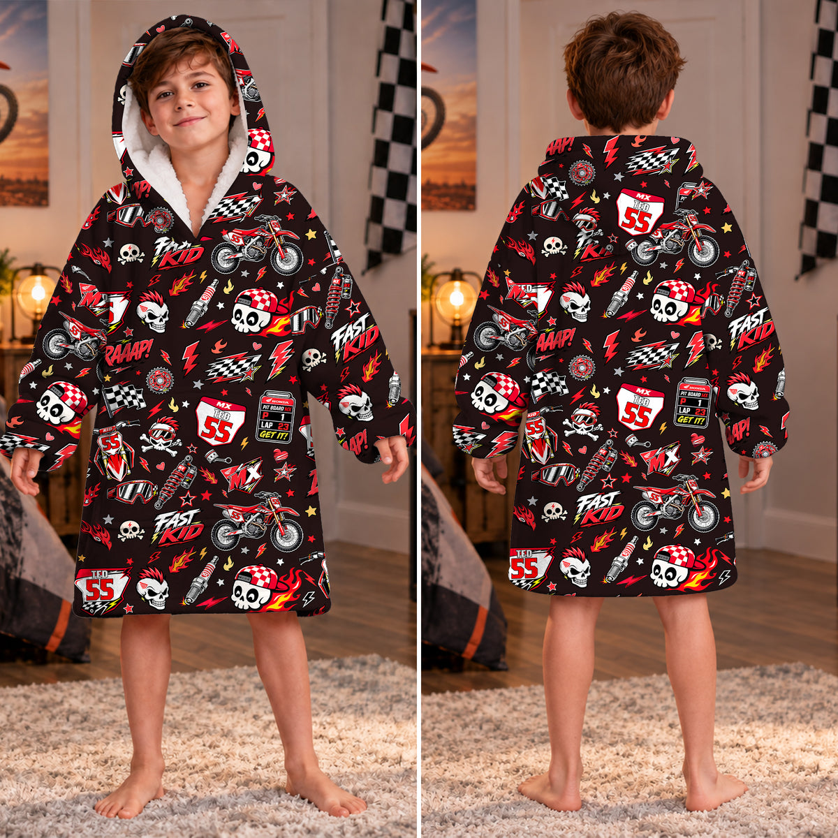 Honda Dirt Bike Kids Snug Hoodie-Fleece