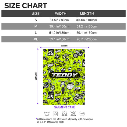 Personalized Graphic Motocross Blanket for Kids, Custom Name & Race Number Dirt Bike Blanket, Motocross Racing Gift for Boys