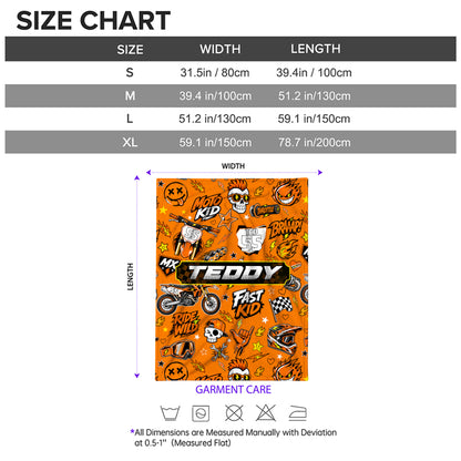 Personalized Graphic Motocross Blanket for Kids, Custom Name & Race Number Dirt Bike Blanket, Motocross Racing Gift for Boys