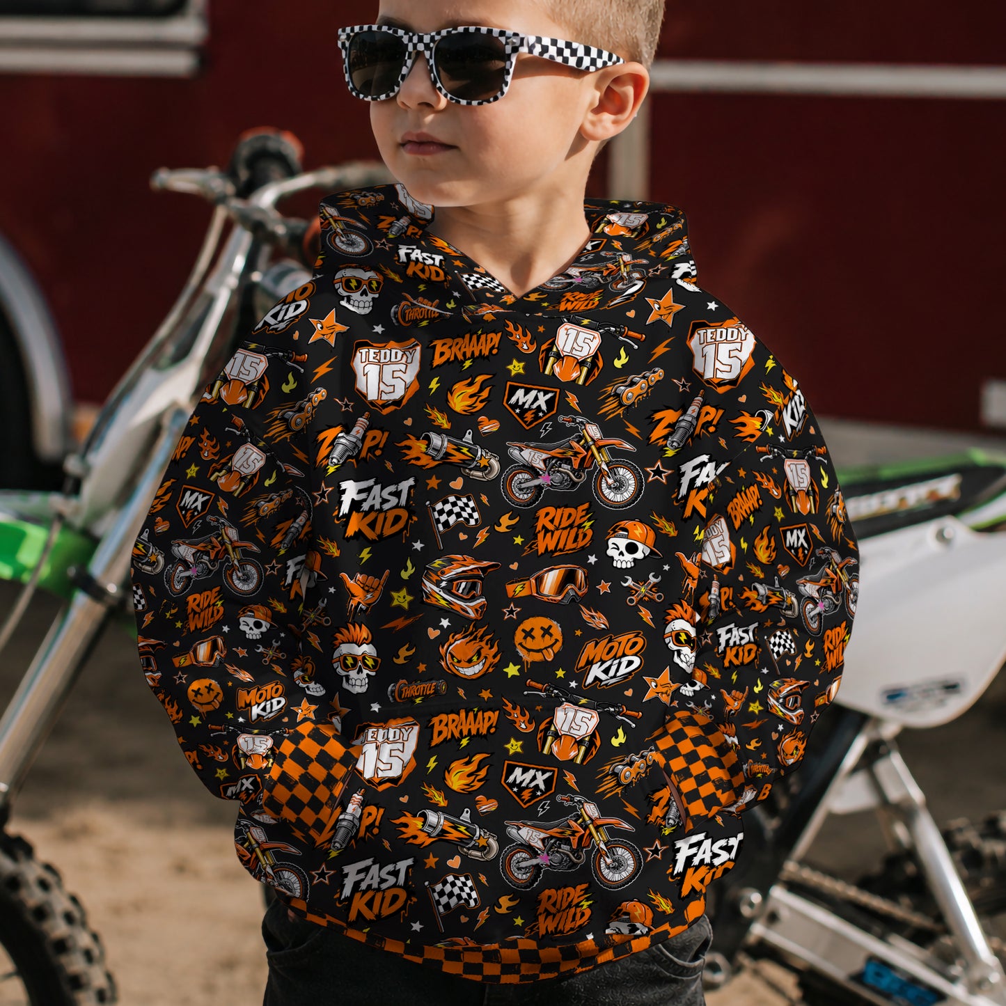 Kids Ktm Motocross Cotton Hoodie Personalized