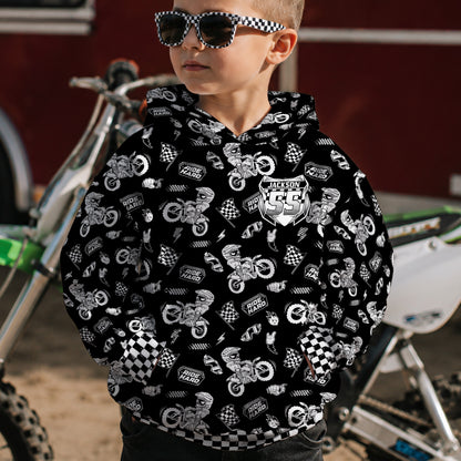 Kids Ride Hard Dirt Bike Cotton Hoodie Personalized