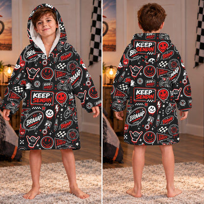Red Team Dirt Bike Graphic Kids Snug Hoodie-Fleece