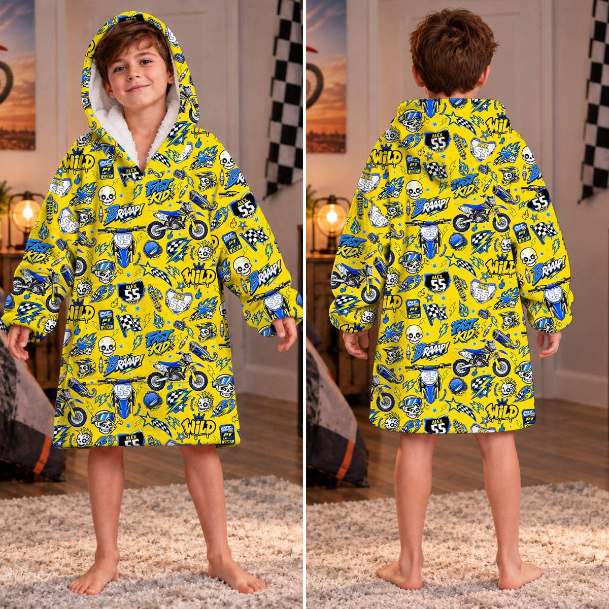 Suzuki Dirt Bike Kids Snug Hoodie-Fleece