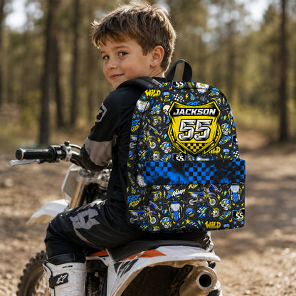 Personalized Suzuki Dirt Bike Backpack – Custom Name & Race Number