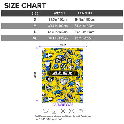 Personalized Graphic Motocross Blanket for Kids, Custom Name & Race Number Dirt Bike Blanket, Motocross Racing Gift for Boys