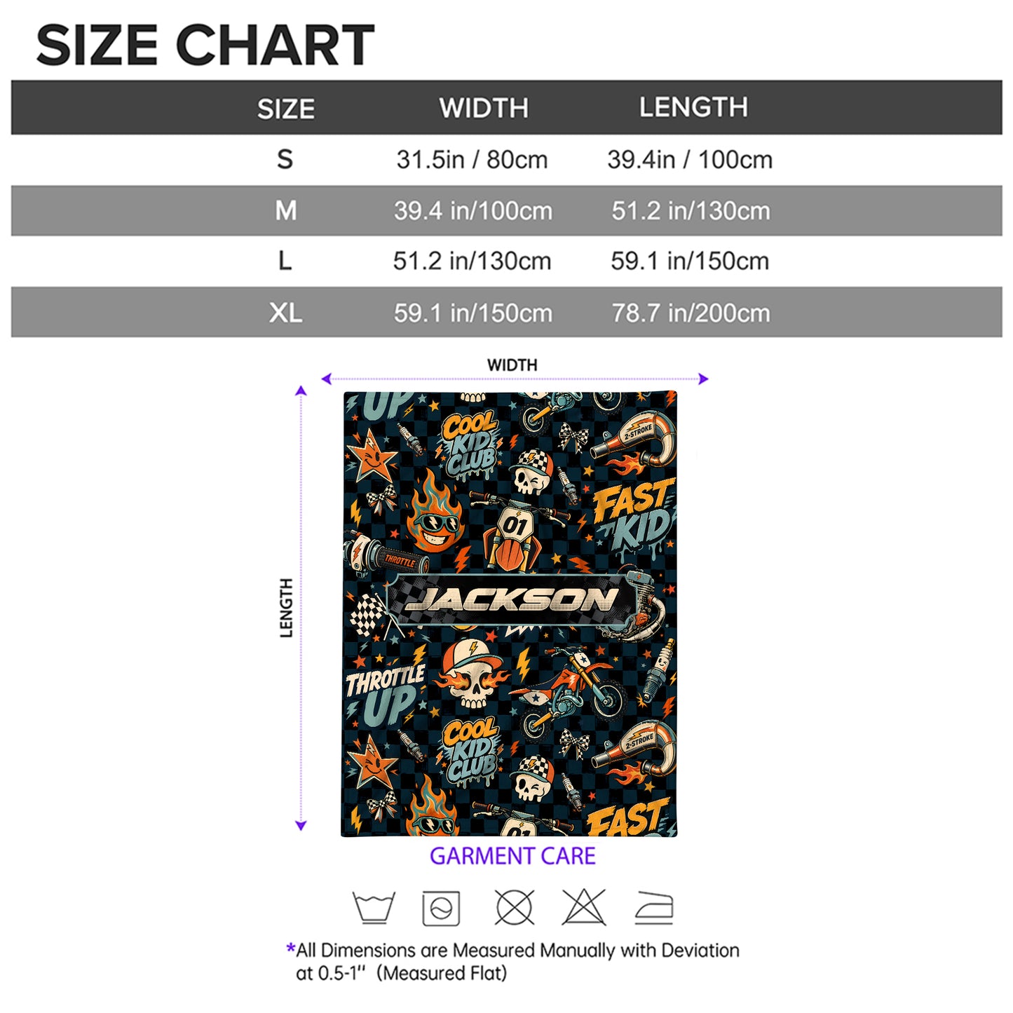 Personalized Graphic Motocross Blanket for Kids, Custom Name & Race Number Dirt Bike Blanket, Motocross Racing Gift for Boys