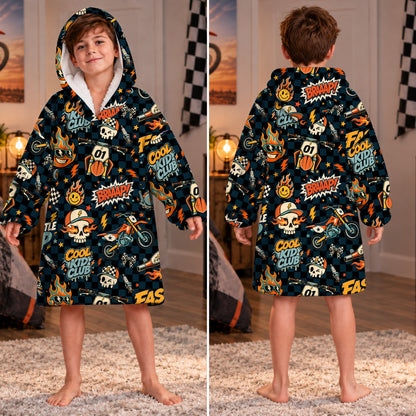 Vintage Dirt Bike Kids Snug Hoodie-Fleece