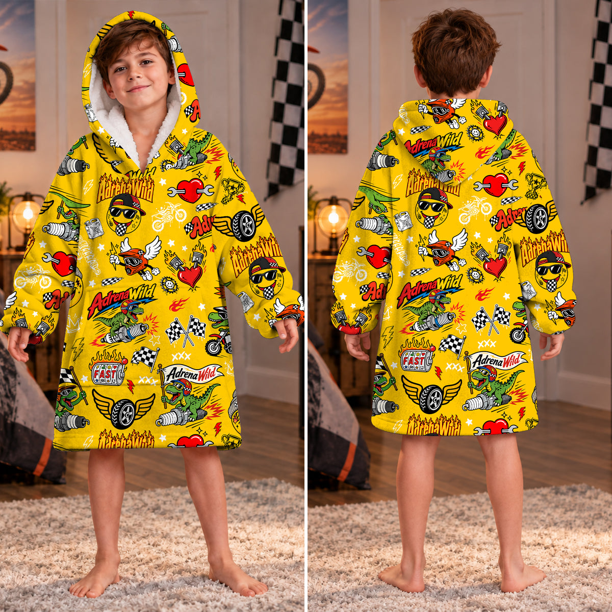 Vintage Dirt Bike Kids Snug Hoodie-Fleece