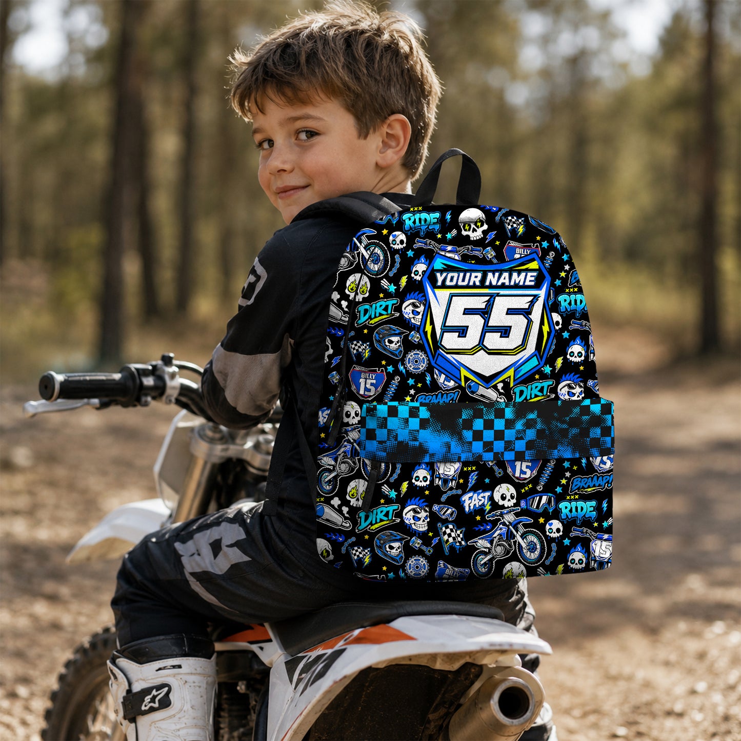 Personalized Yamaha Dirt Bike Backpack – Custom Name & Race Number