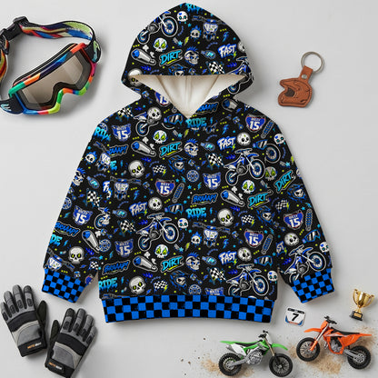 Kids Team Yamaha Blue Dirt Bike Cotton Hoodie Personalized