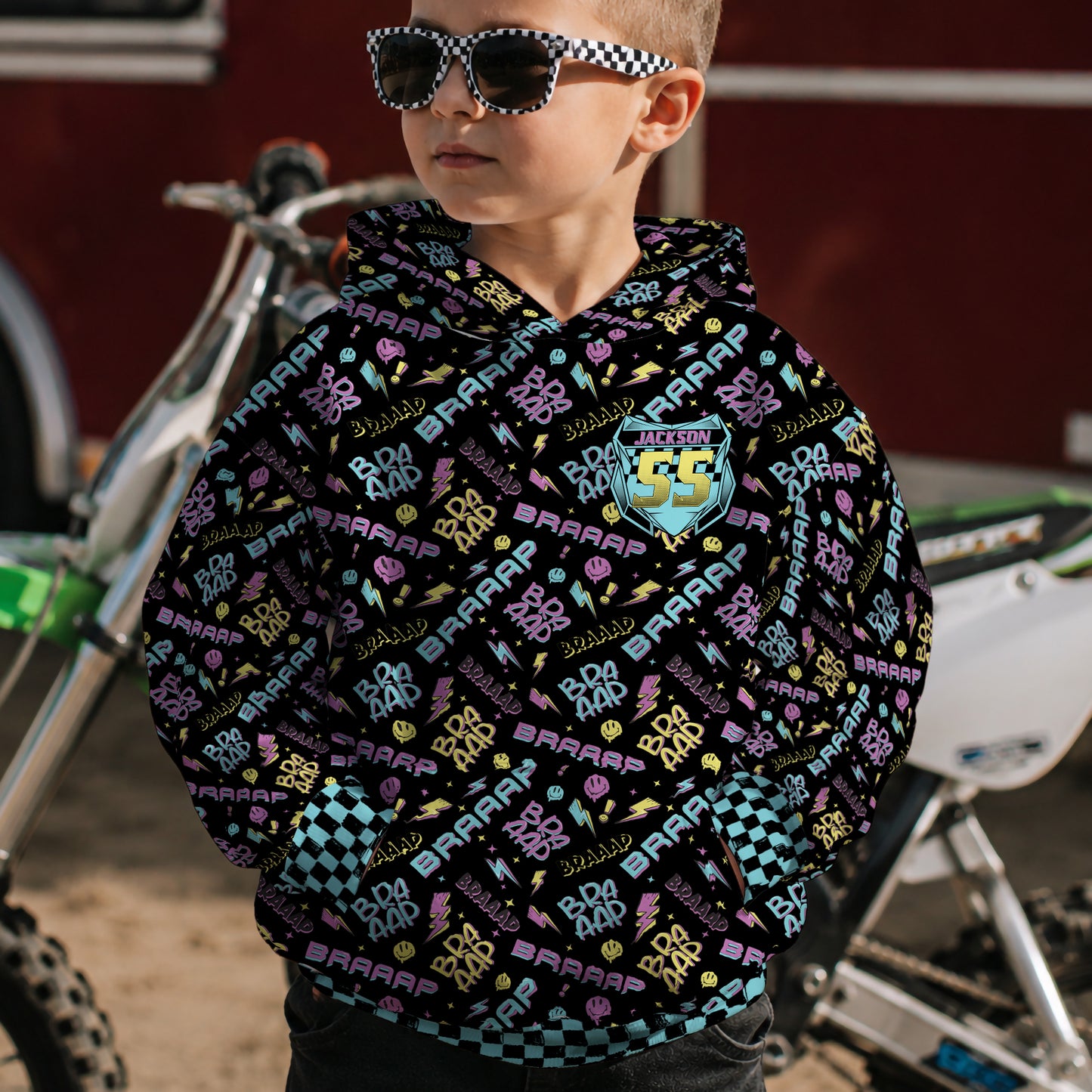 Kids Braaap Dirt Bike Hoodie – Personalized
