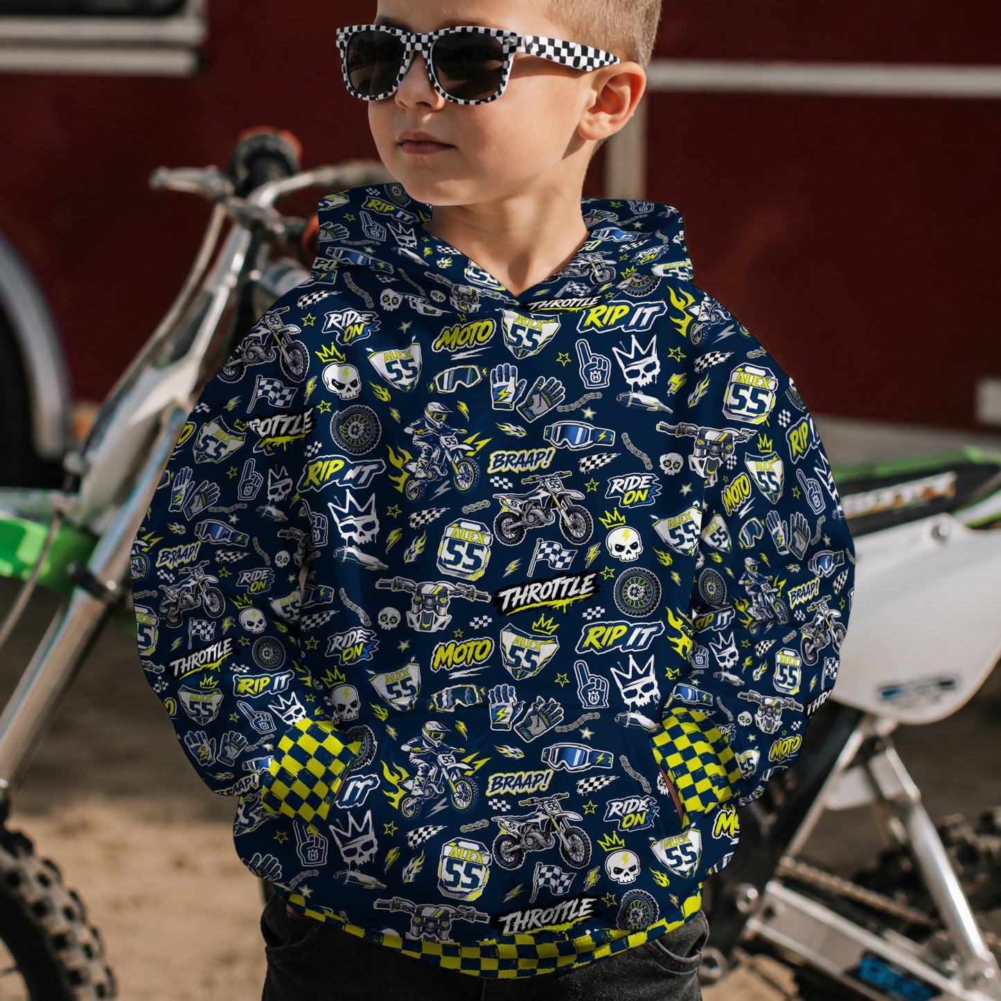 Kids Husqvarna Motocross Cotton Hoodie Personalized