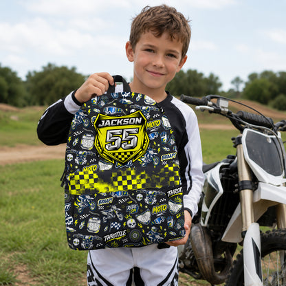 Personalized Husqvarna Dirt Bike Backpack – Custom Name & Race Number