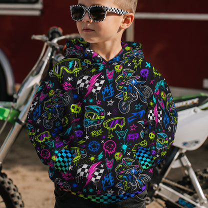 Kids Neon Dirt Bike Cotton Hoodie Personalized