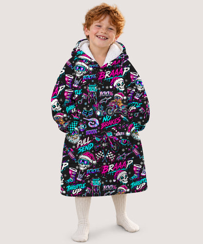 Personalized Neon Dirt Bike Christmas Snug Hoodie-Fleece