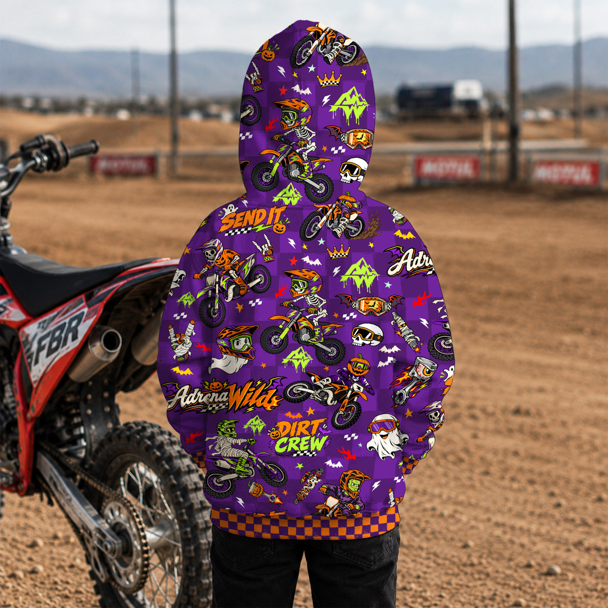 Halloween Dirt Bike Kids Hoodie