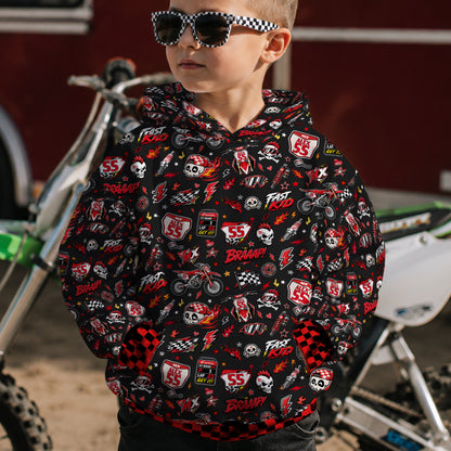 Kids Honda Red Motocross Cotton Hoodie Personalized