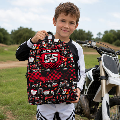 Personalized Honda Dirt Bike Backpack – Custom Name & Race Number
