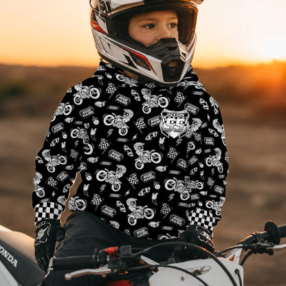Kids Ride Hard Dirt Bike Cotton Hoodie Personalized
