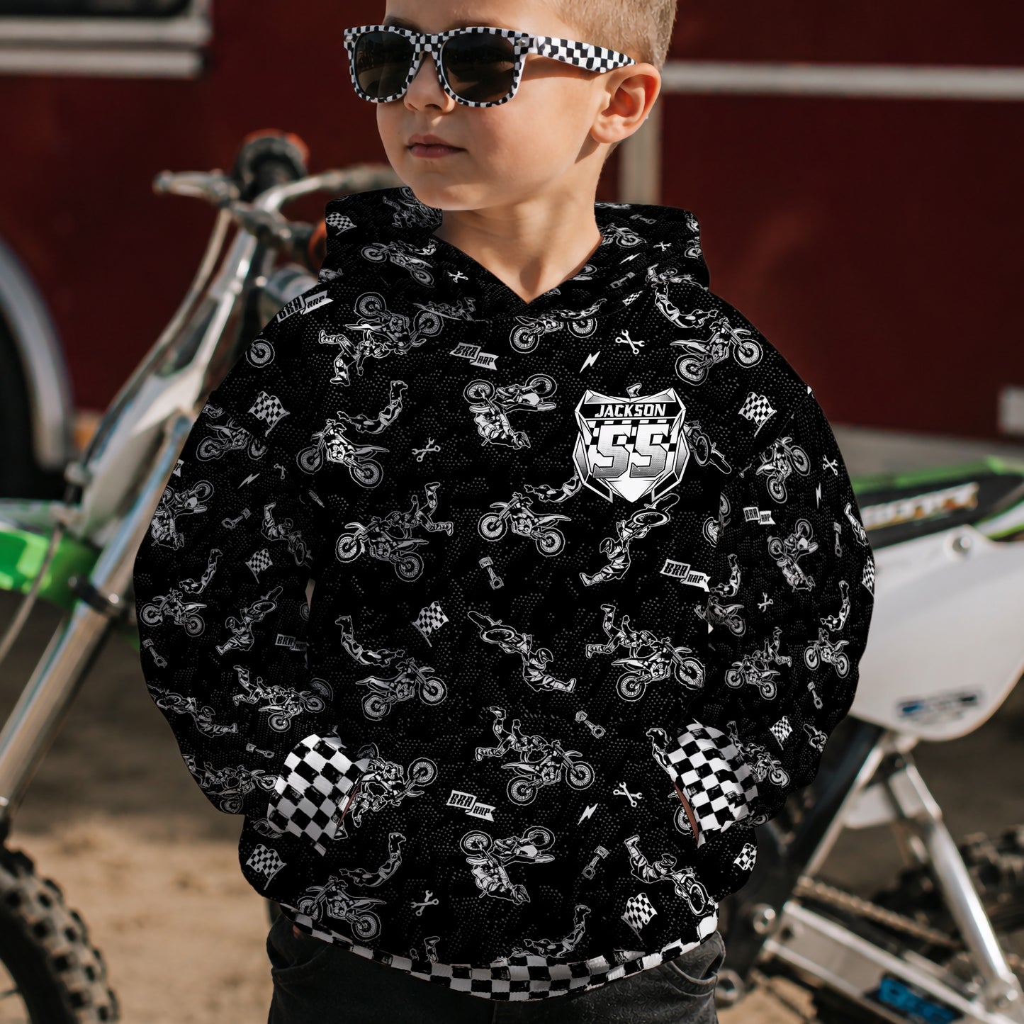 Kids Freestyle Motocross Cotton Hoodie Personalized