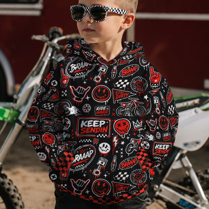 Kids Team Red Dirt Bike Cotton Hoodie Personalized