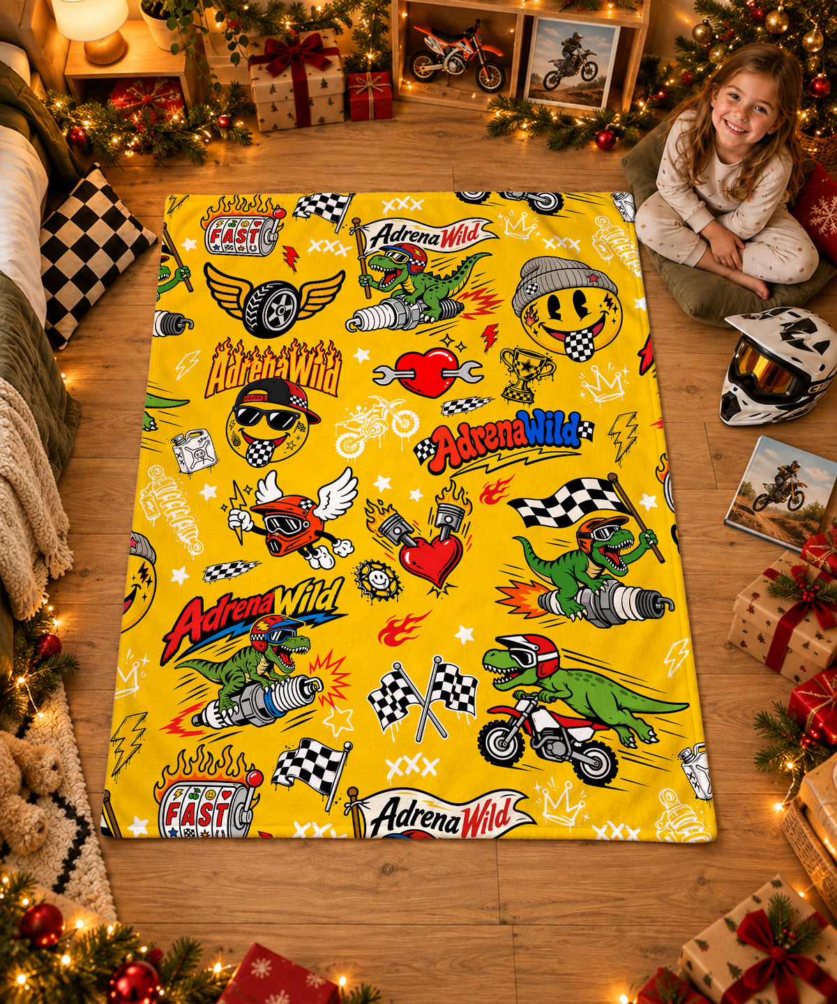Vintage Dirt Bike Sherpa Blanket