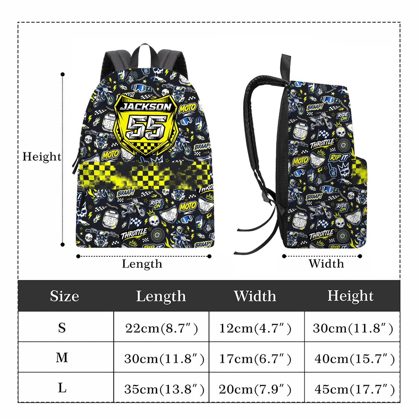 Personalized Husqvarna Dirt Bike Backpack – Custom Name & Race Number