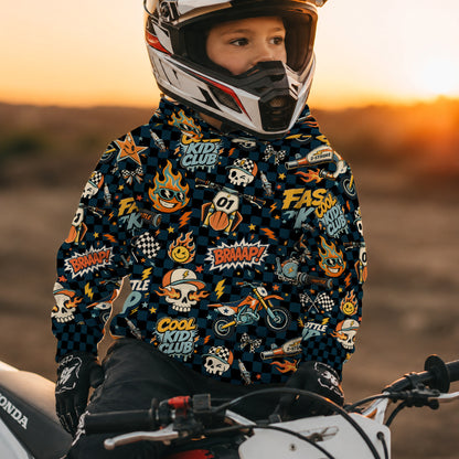 Kids 2-Stroke Vintage Dirt Bike Cotton Hoodie Personalized