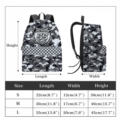 Personalized Camo Dirt Bike Backpack – Custom Name & Race Number