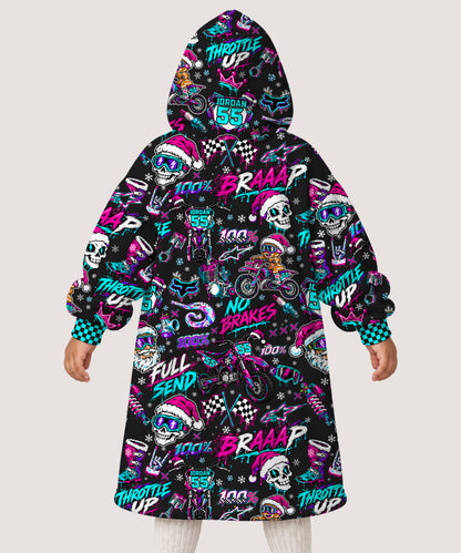 Personalized Neon Dirt Bike Christmas Snug Hoodie-Fleece