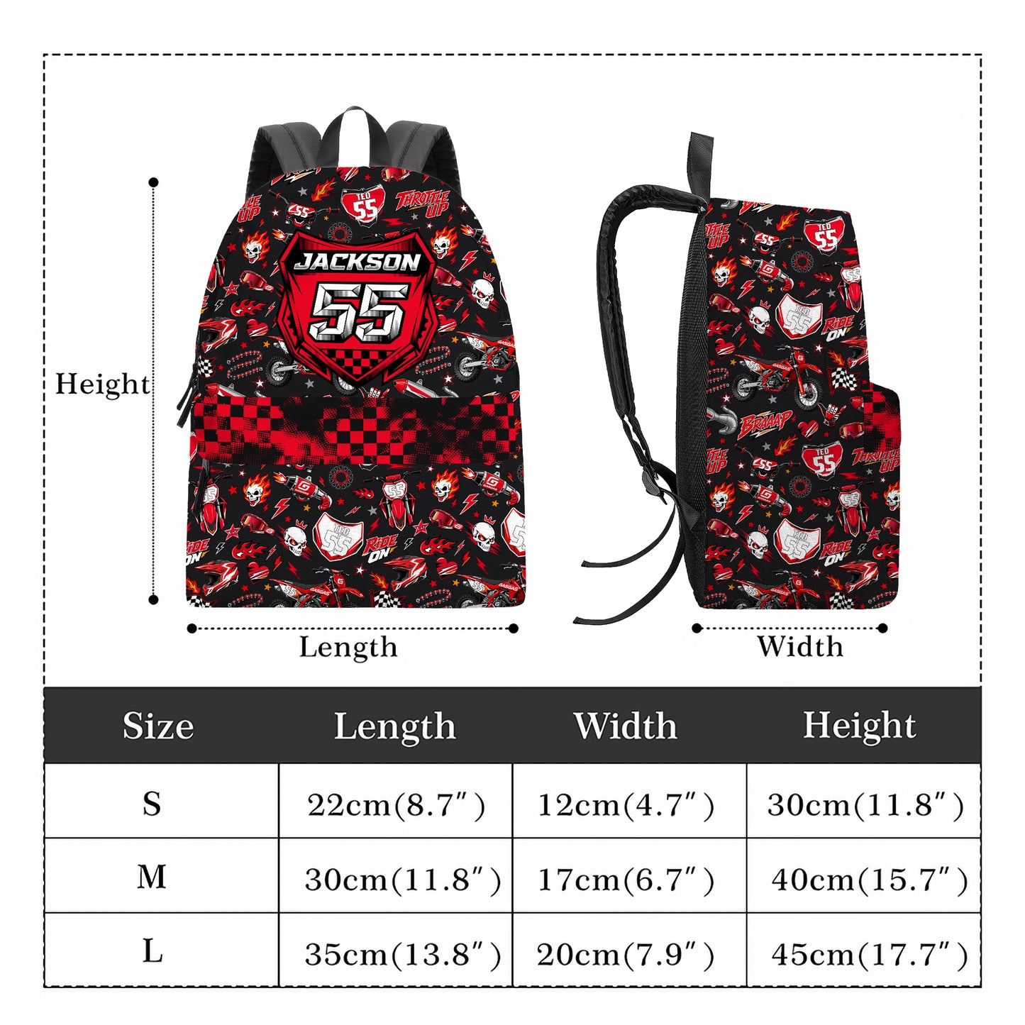 Personalized Gasgas Dirt Bike Backpack – Custom Name & Race Number