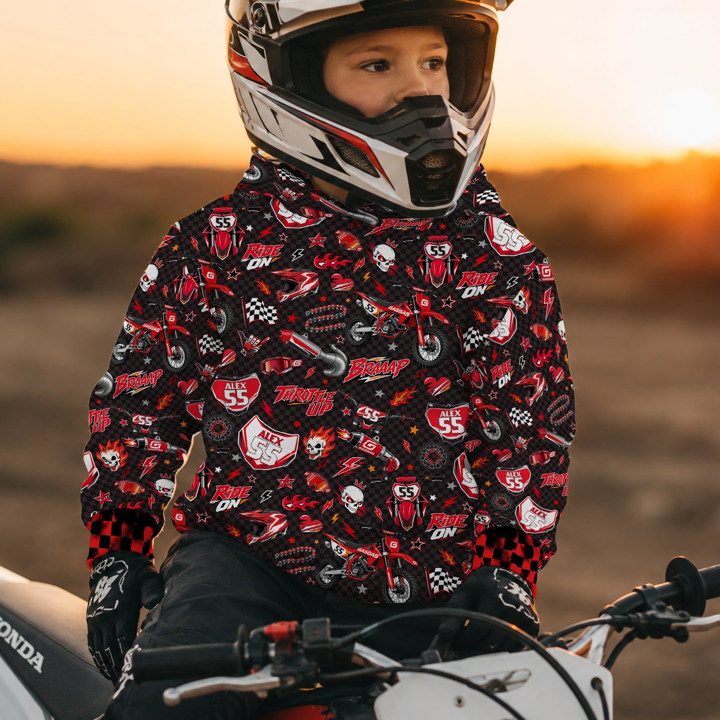 Kids GasGas Motocross Hoodie – Personalized
