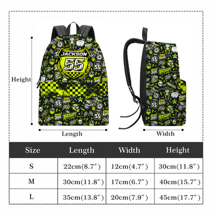 Personalized Kawasaki Dirt Bike Backpack – Custom Name & Race Number
