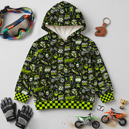 Kids Kawasaki Motocross Cotton Hoodie Personalized
