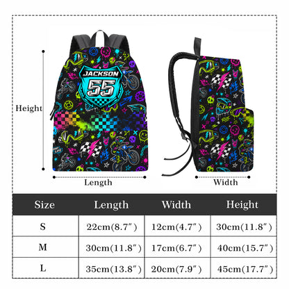 Personalized Team Neon Dirt Bike Backpack – Custom Name & Race Number