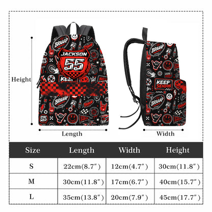Personalized Team Red Dirt Bike Backpack – Custom Name & Race Number