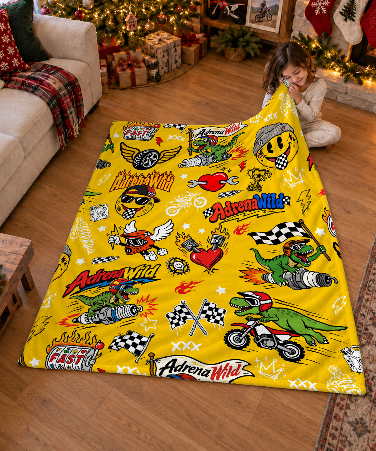 Vintage Dirt Bike Sherpa Blanket